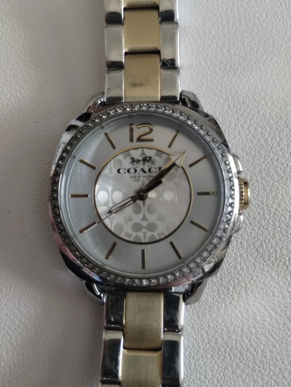 Coach Two-Tone Silver and Gold Women's Bracelet Watch with Crystal Bezel